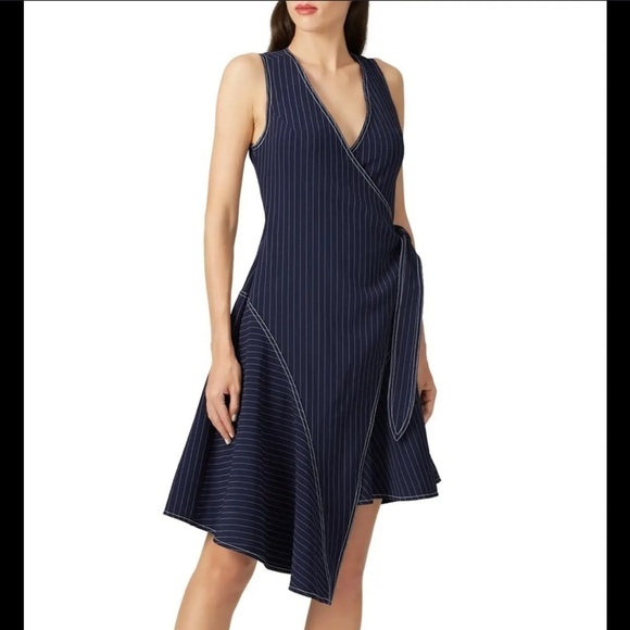 Elliatt “lady” Navy Striped Crepe Dress - Picture 1 of 11